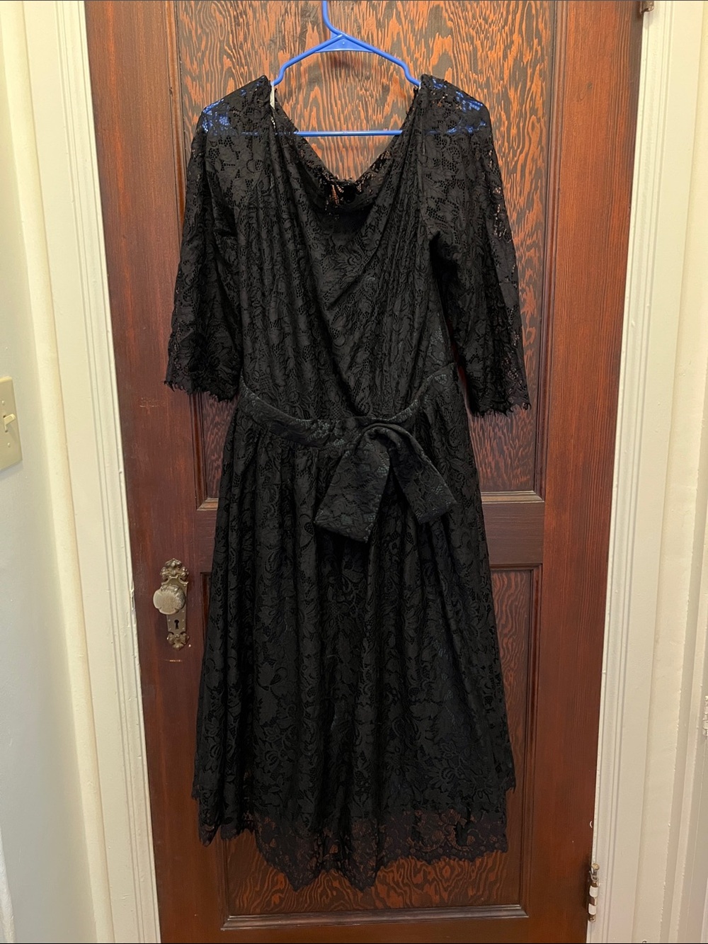 Unique Vintage Plus Size 1940s Black Lace Swing Dress - 2X/18